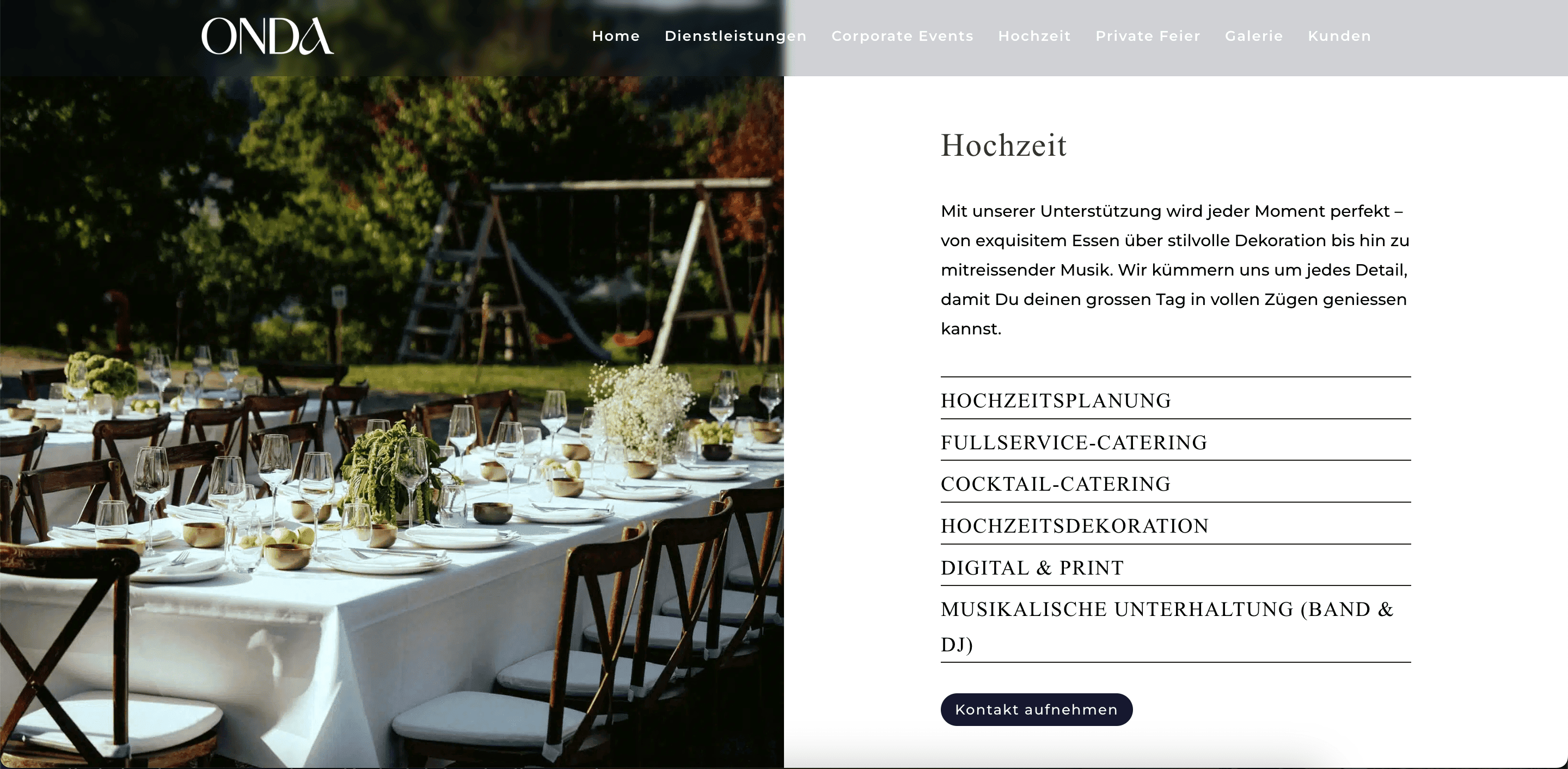 Website-Screenshot von ondacatering.ch